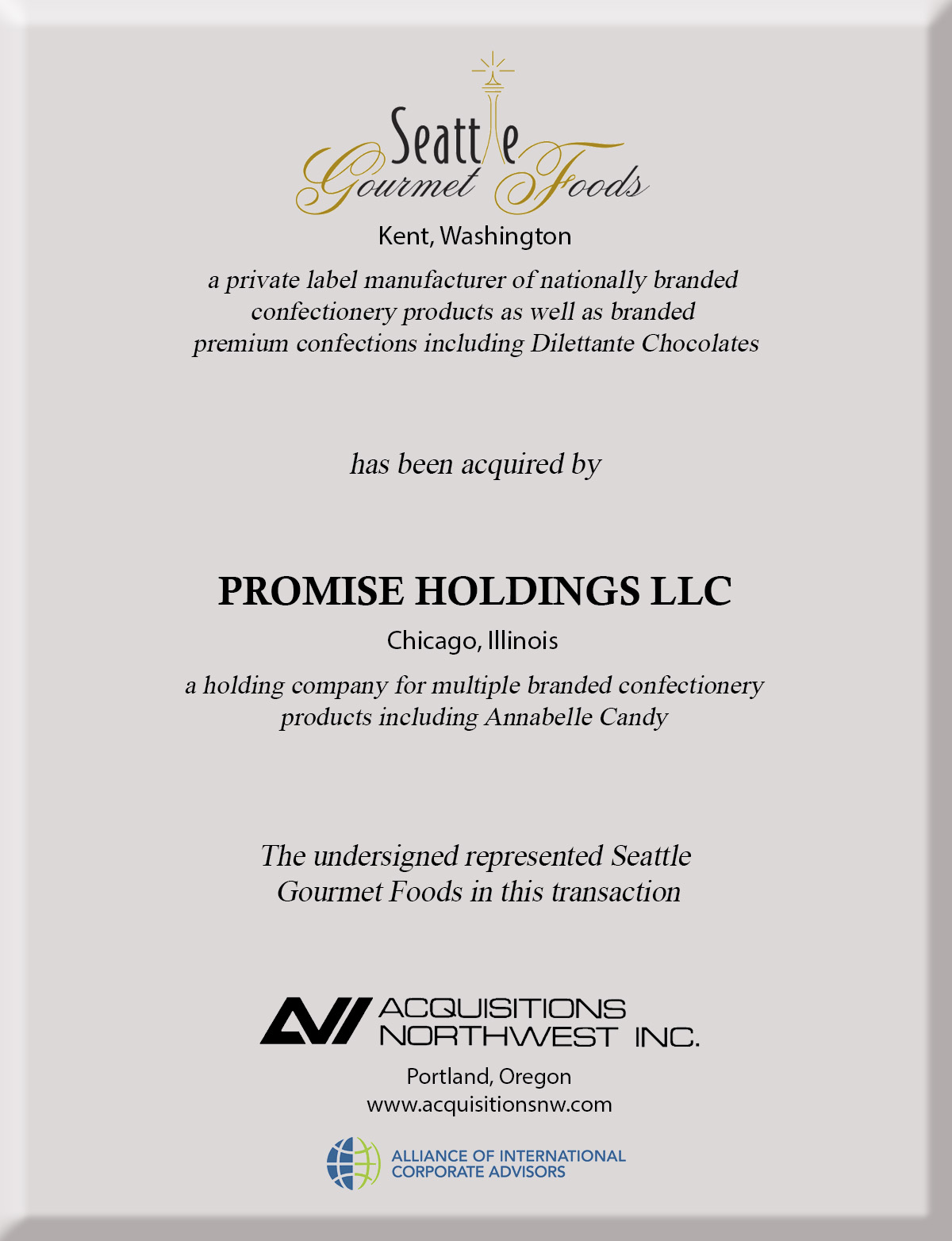 Ownership transaction completed at Precision