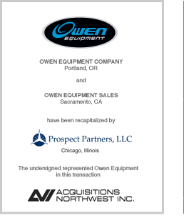 Prospect Partners, LLC Recapitalizes Owen Equipment Company and Owen Equipment Sales